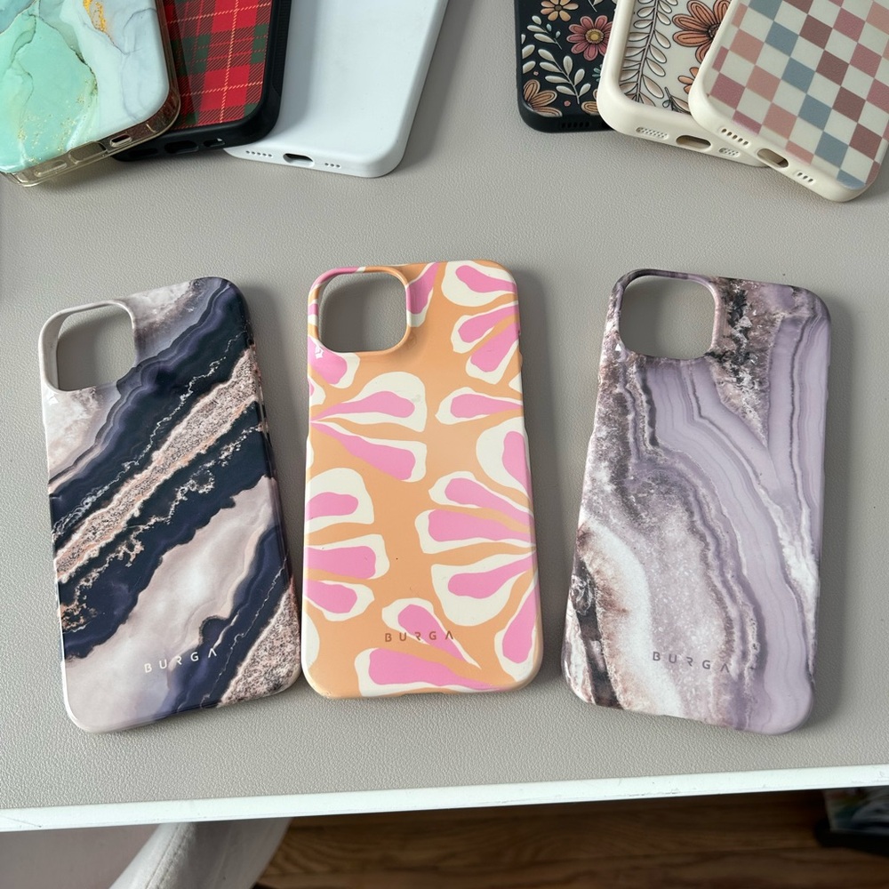 Stylish Pink and Purple Marble iPhone 14 Cases